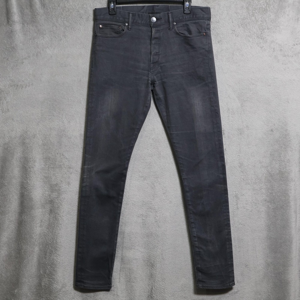 John Elliott Jeans Mens 32x32 Gray Skinny Stretch Denim Whiskering Made in Japan